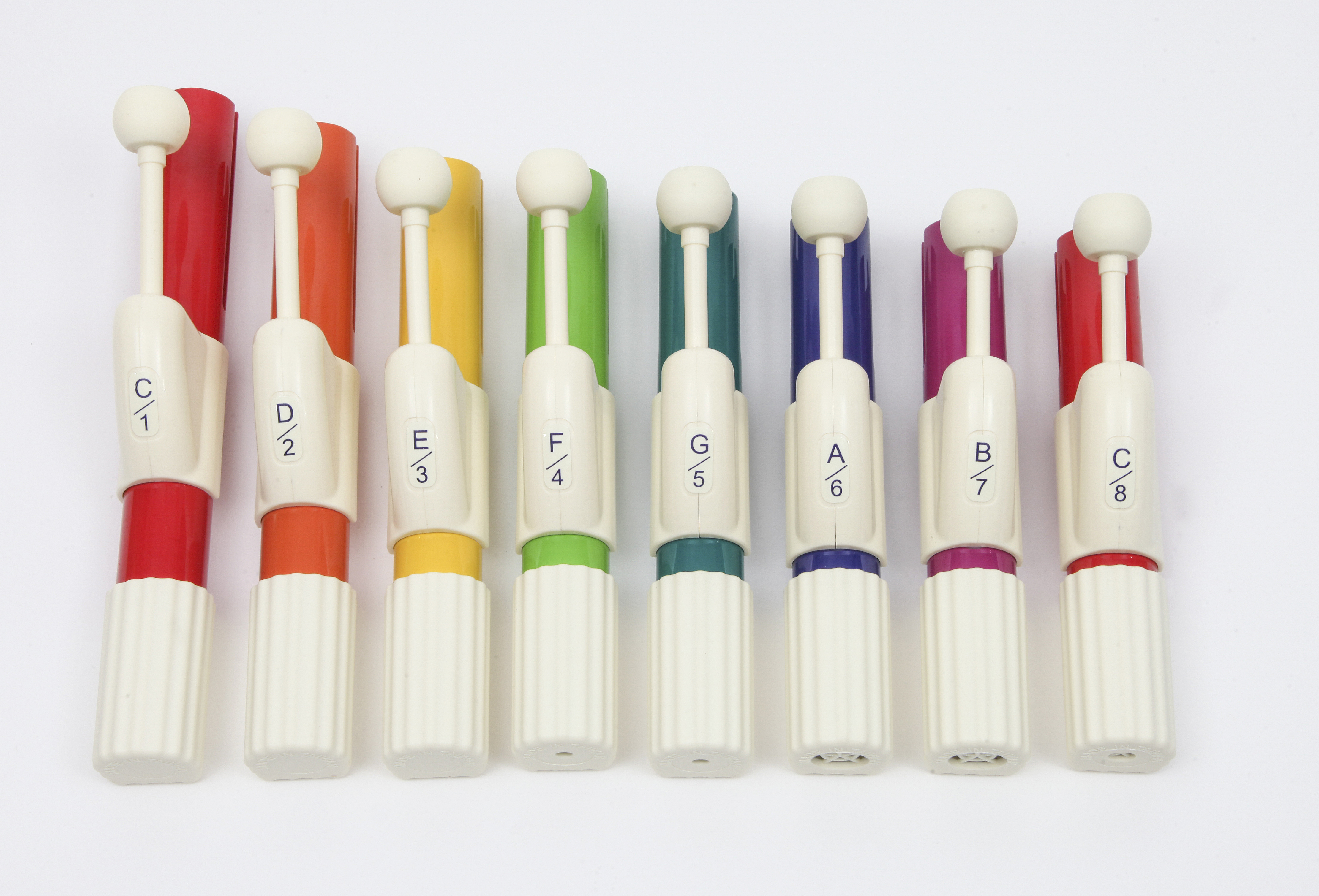 8 diatonic chimes in a portable, durable case